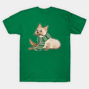 green and silver cat T-Shirt